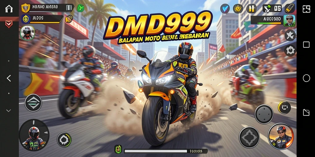 Screenshot DMD999 menampilkan aksi balapan motor yang mendebarkan dan grafis yang menawan.