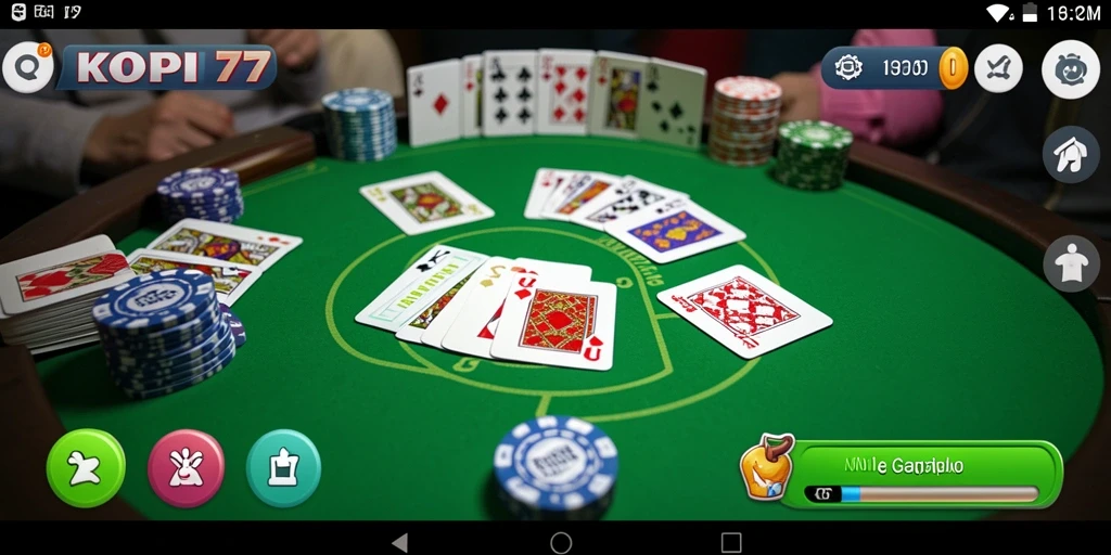 Tampilan gameplay KOPI77 dengan suasana Gaple yang seru.